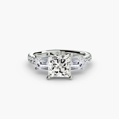 Three-Stone Ring with Pavé Band 4 setting Aces Jewellers 