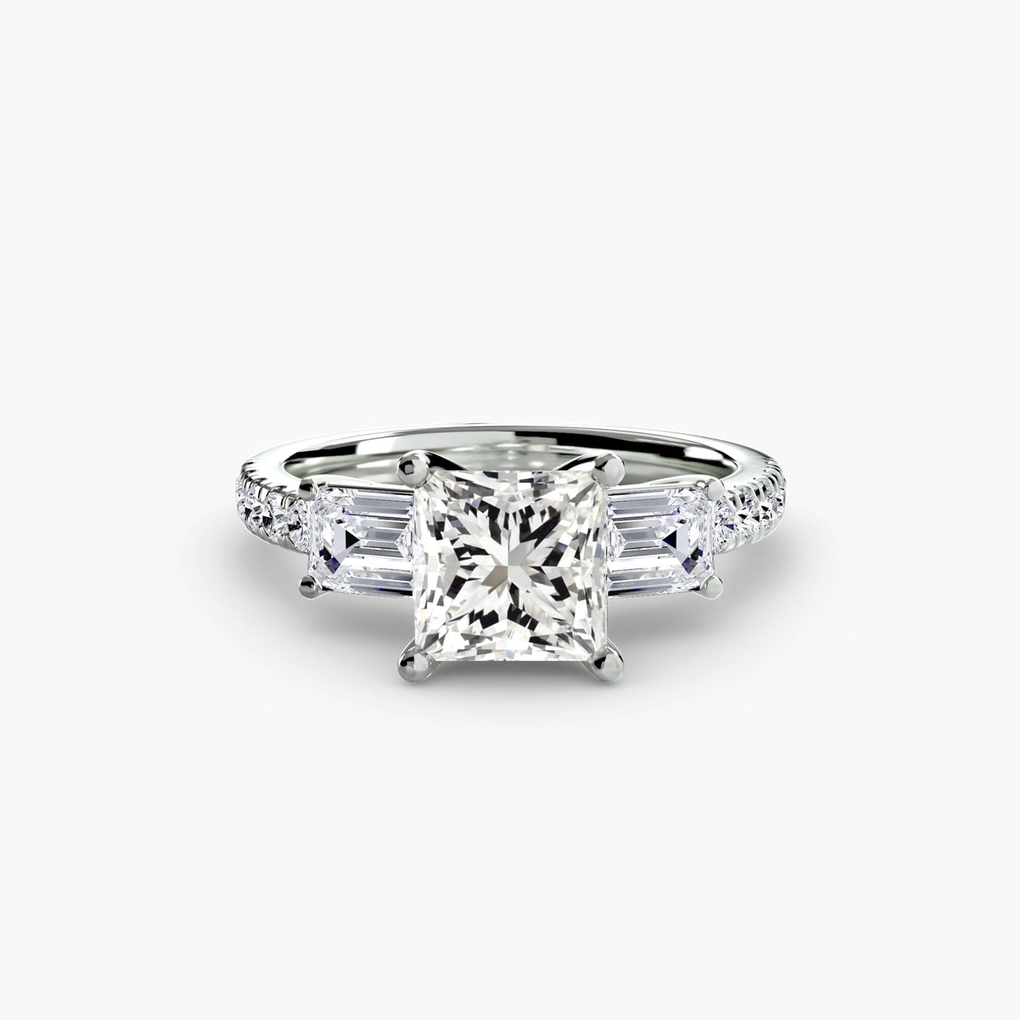 Three-Stone Ring with Pavé Band 4 setting Aces Jewellers 