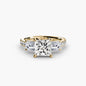 Three-Stone Ring with Pavé Band 4 setting Aces Jewellers 9K Yellow Gold Princess 