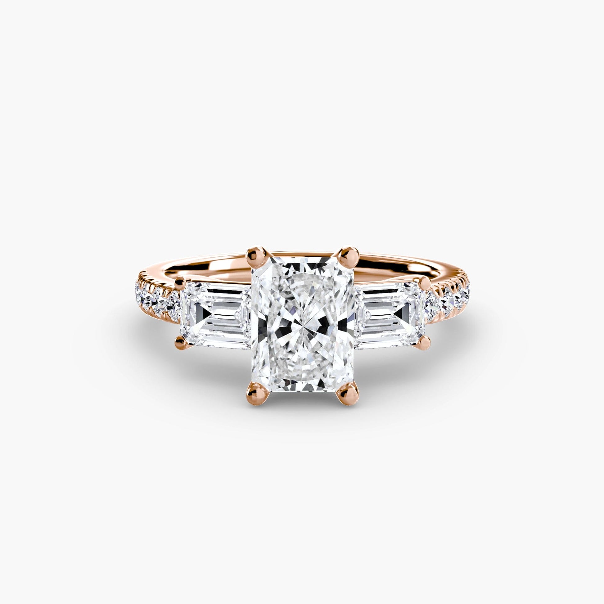 Three-Stone Ring with Pavé Band 4 setting Aces Jewellers 