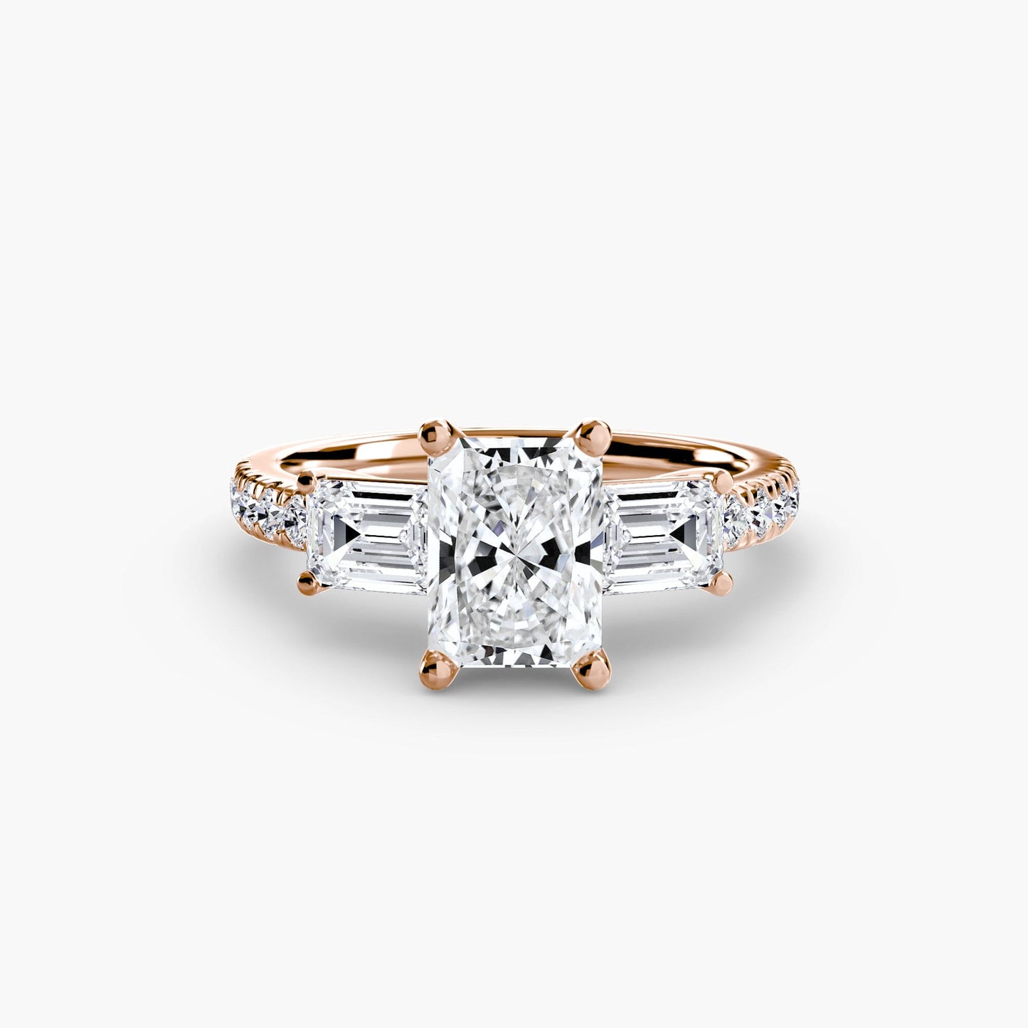 Three-Stone Ring with Pavé Band 4 setting Aces Jewellers 