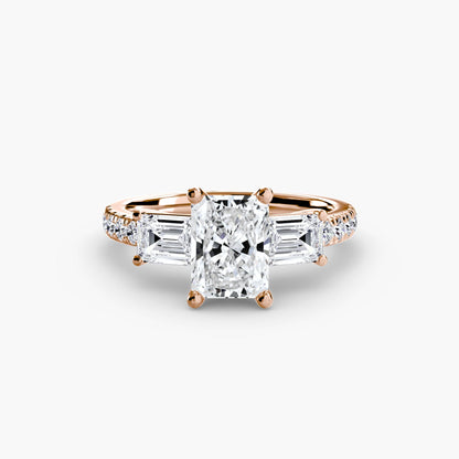 Three-Stone Ring with Pavé Band 4 setting Aces Jewellers 