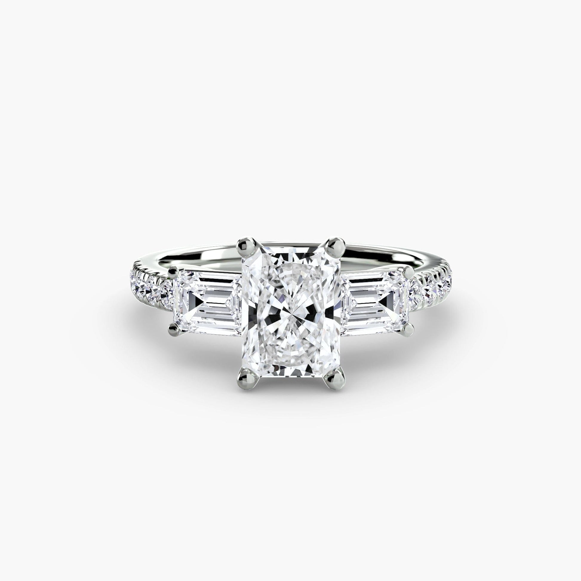 Three-Stone Ring with Pavé Band 4 setting Aces Jewellers 