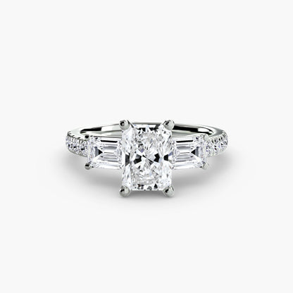 Three-Stone Ring with Pavé Band 4 setting Aces Jewellers 