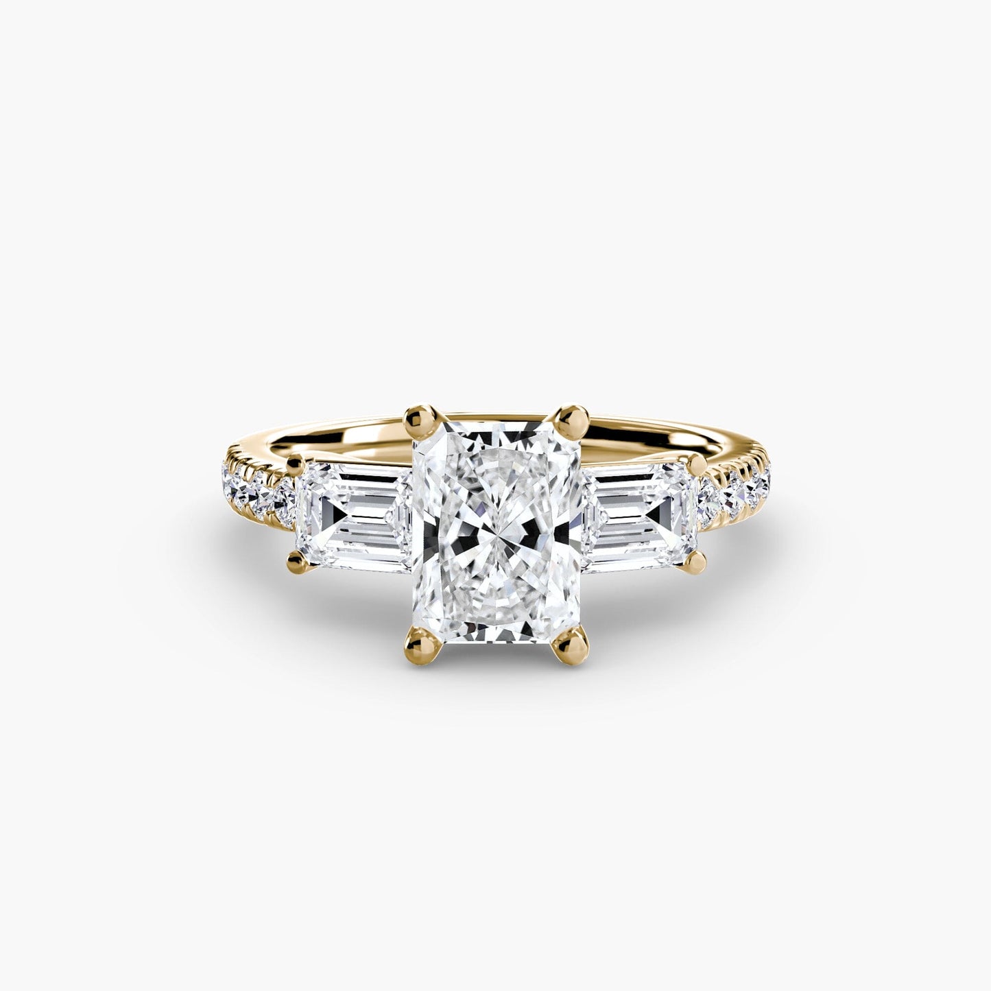 Three-Stone Ring with Pavé Band 4 setting Aces Jewellers 