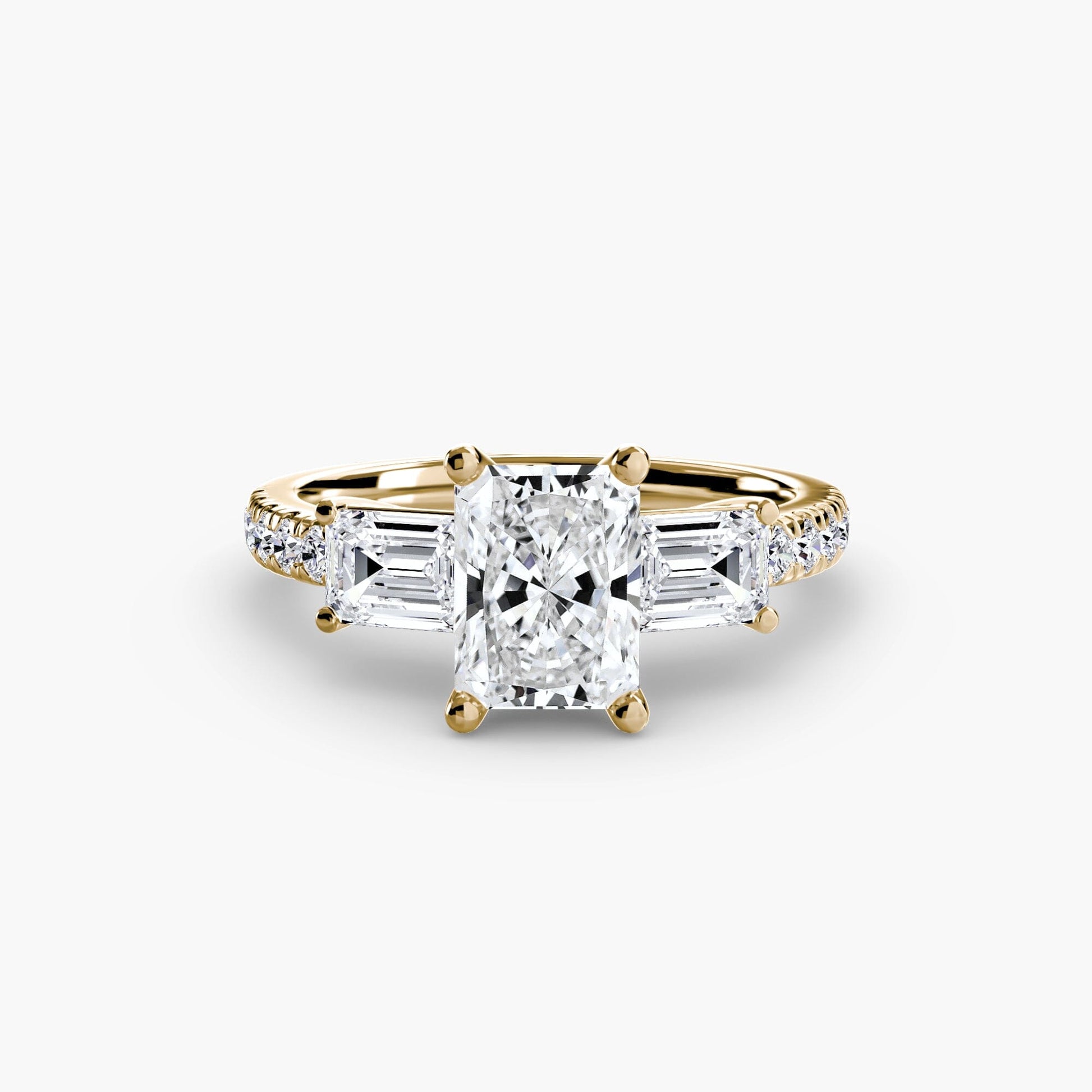 Three-Stone Ring with Pavé Band 4 setting Aces Jewellers 
