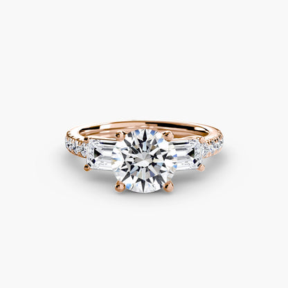Three-Stone Ring with Pavé Band 4 setting Aces Jewellers 