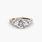 Three-Stone Ring with Pavé Band 4 setting Aces Jewellers 9K Rose Gold Round 