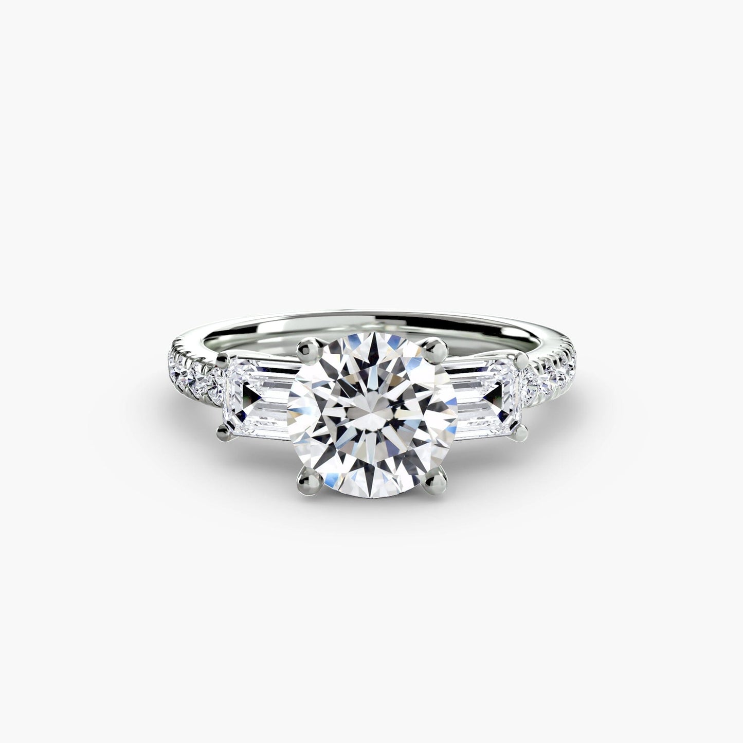 Three-Stone Ring with Pavé Band 4 setting Aces Jewellers 