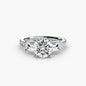Three-Stone Ring with Pavé Band 4 setting Aces Jewellers 9K White Gold Round 