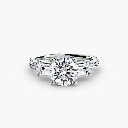 Three-Stone Ring with Pavé Band 4 setting Aces Jewellers 