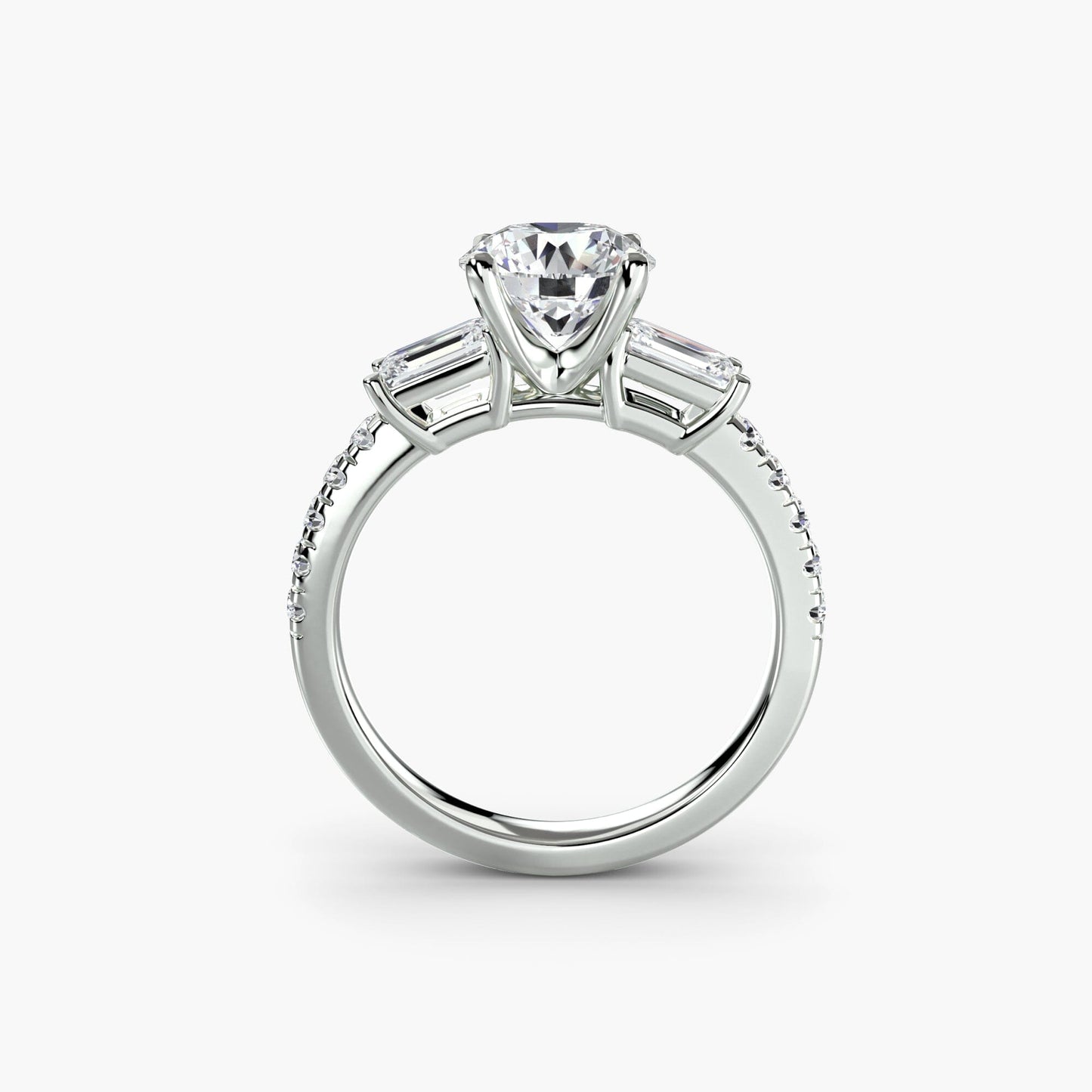Three-Stone Ring with Pavé Band 4 setting Aces Jewellers 