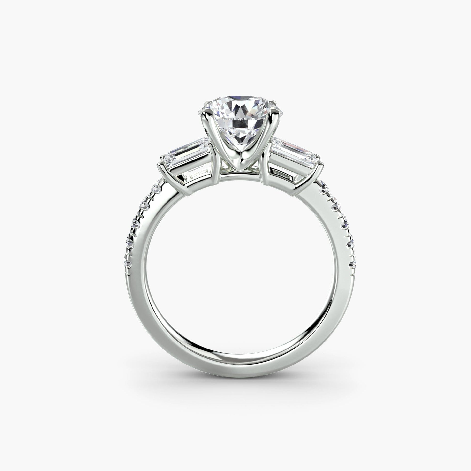 Three-Stone Ring with Pavé Band 4 setting Aces Jewellers 