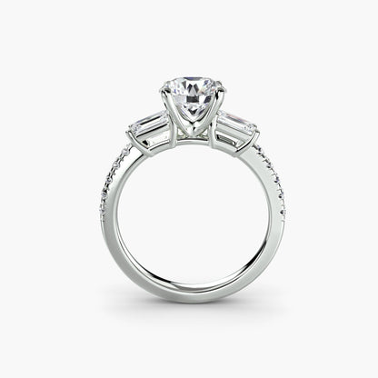 Three-Stone Ring with Pavé Band 4 setting Aces Jewellers 