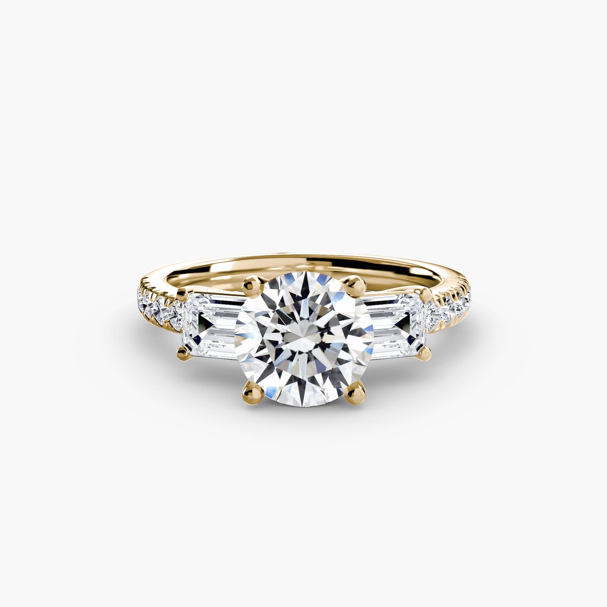 Three-Stone Ring with Pavé Band 4 setting Aces Jewellers 