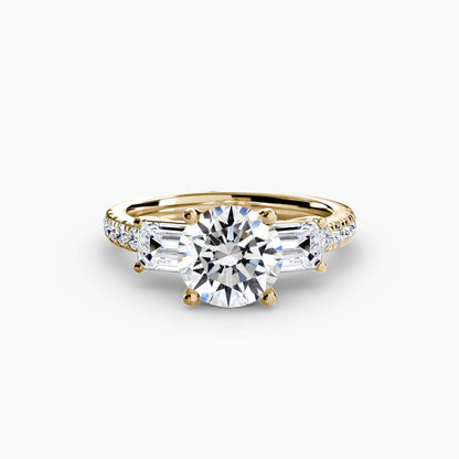 Three-Stone Ring with Pavé Band 4 setting Aces Jewellers 