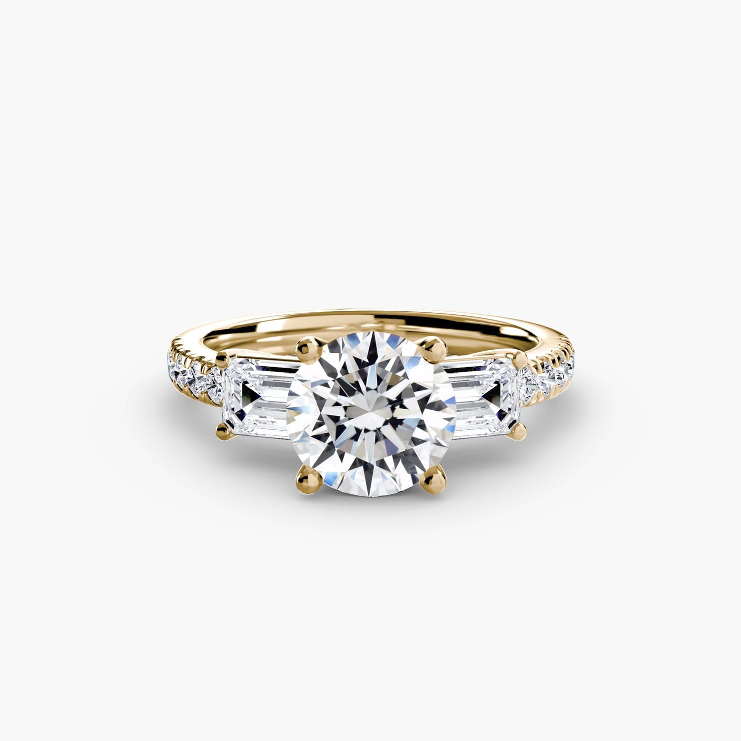 Three-Stone Ring with Pavé Band 4 setting Aces Jewellers 