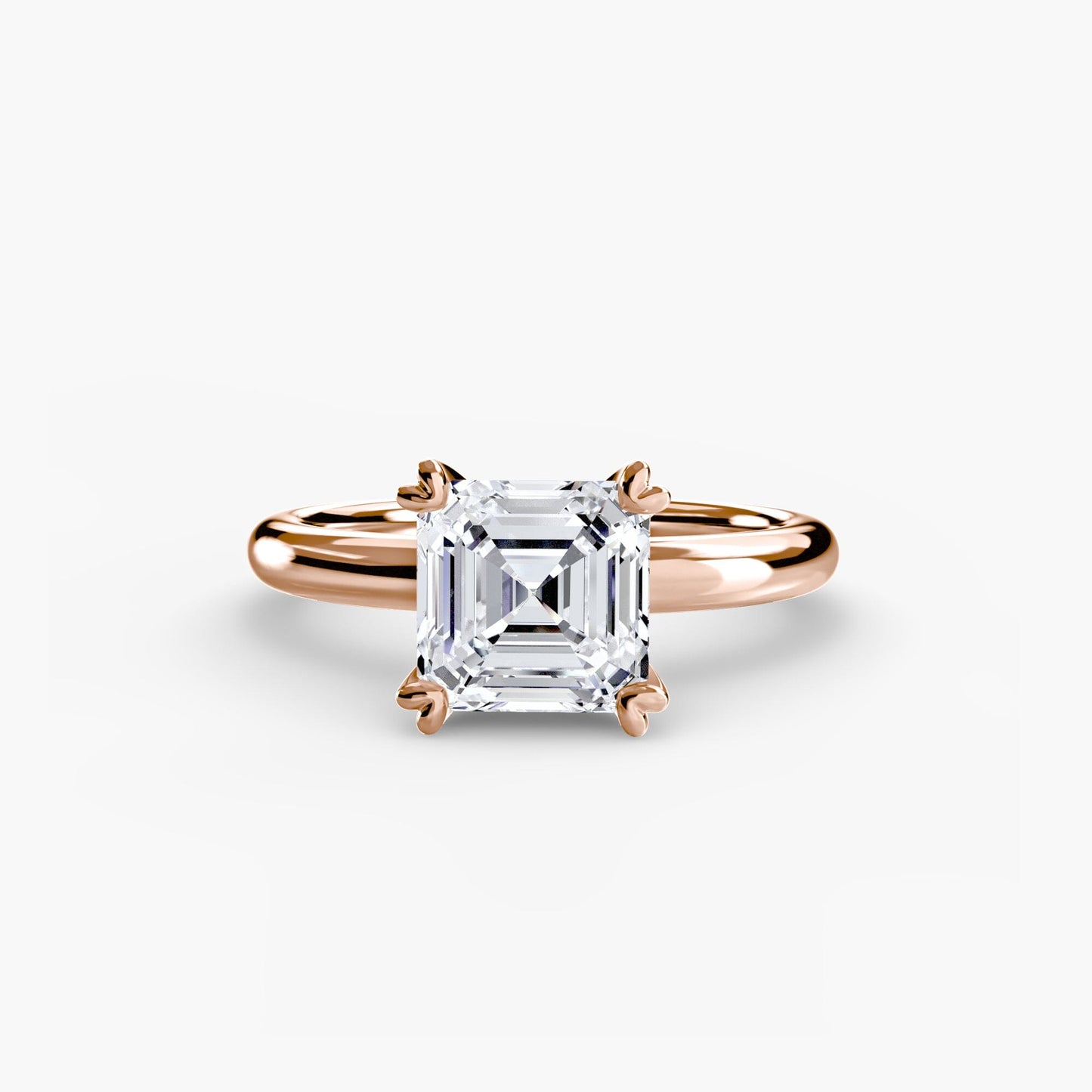 Solitaire ring 2 setting Aces Jewellers 9K Rose Gold Asscher 