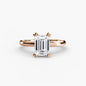 Solitaire ring 2 setting Aces Jewellers 9K Rose Gold Emerald 
