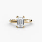 Solitaire ring 2 setting Aces Jewellers 9K Yellow Gold Emerald 