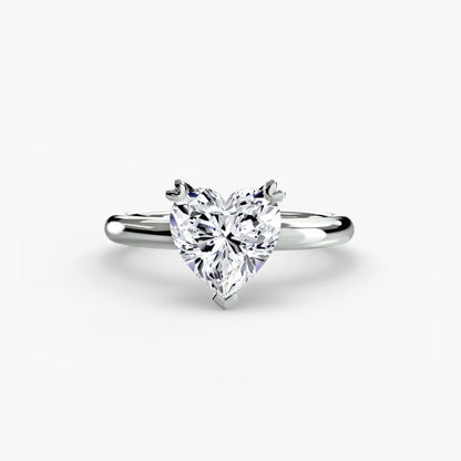 Solitaire ring 2 setting Aces Jewellers 9K White Gold Heart 