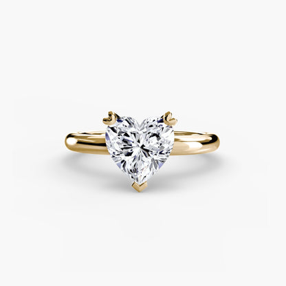 Solitaire ring 2 setting Aces Jewellers 9K Yellow Gold Heart 