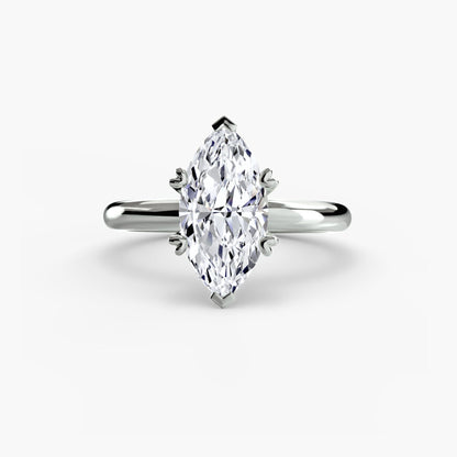Solitaire ring 2 setting Aces Jewellers 9K White Gold Marquise 