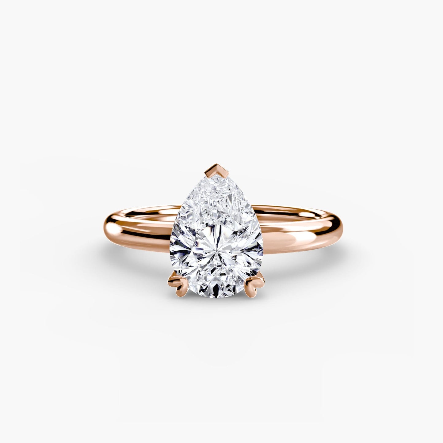 Solitaire ring 2 setting Aces Jewellers 9K Rose Gold Pear 