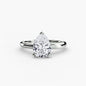 Solitaire ring 2 setting Aces Jewellers 9K White Gold Pear 
