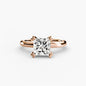 Solitaire ring 2 setting Aces Jewellers 9K Rose Gold Princess 