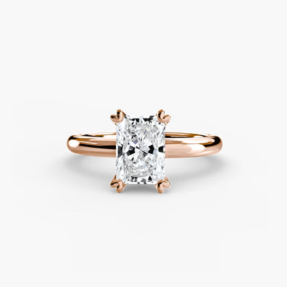Solitaire ring 2 setting Aces Jewellers 9K Rose Gold Radiant 