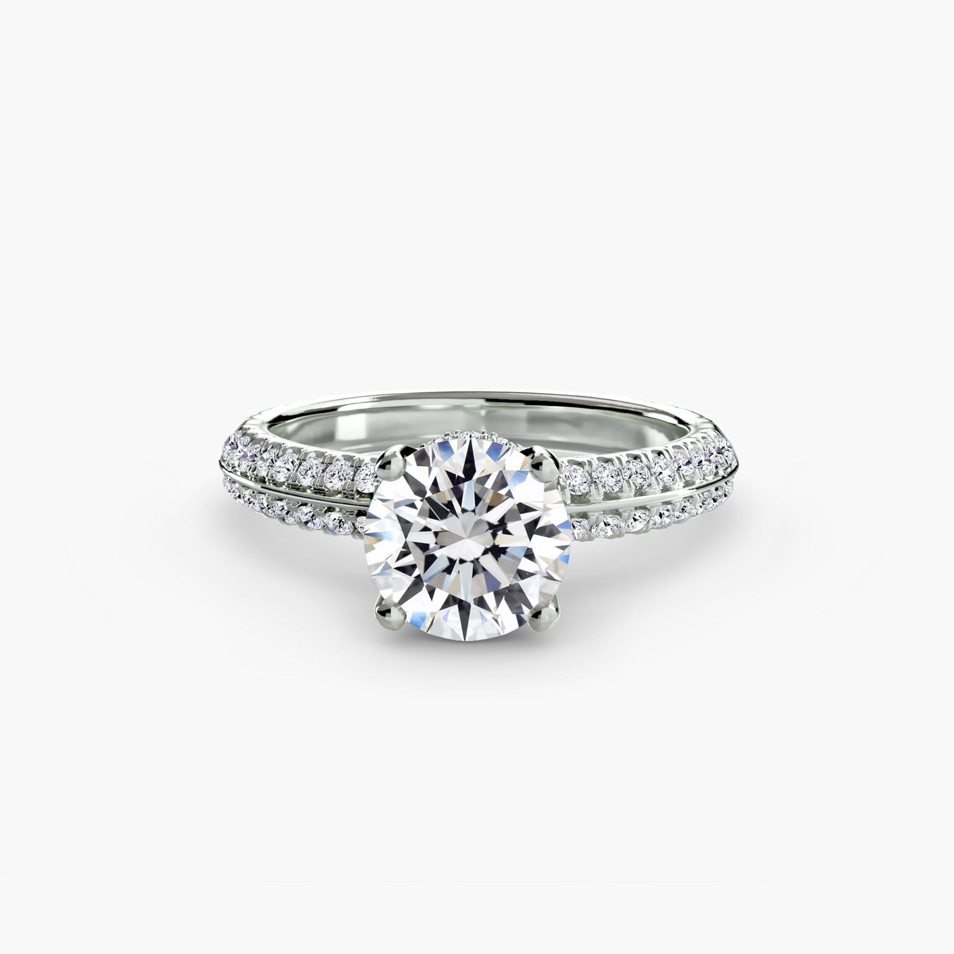 Solitaire with Pavé setting Aces Jewellers 9K White Gold Round 