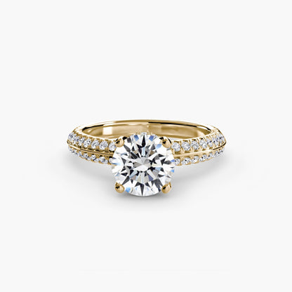 Solitaire with Pavé setting Aces Jewellers 9K Yellow Gold Round 