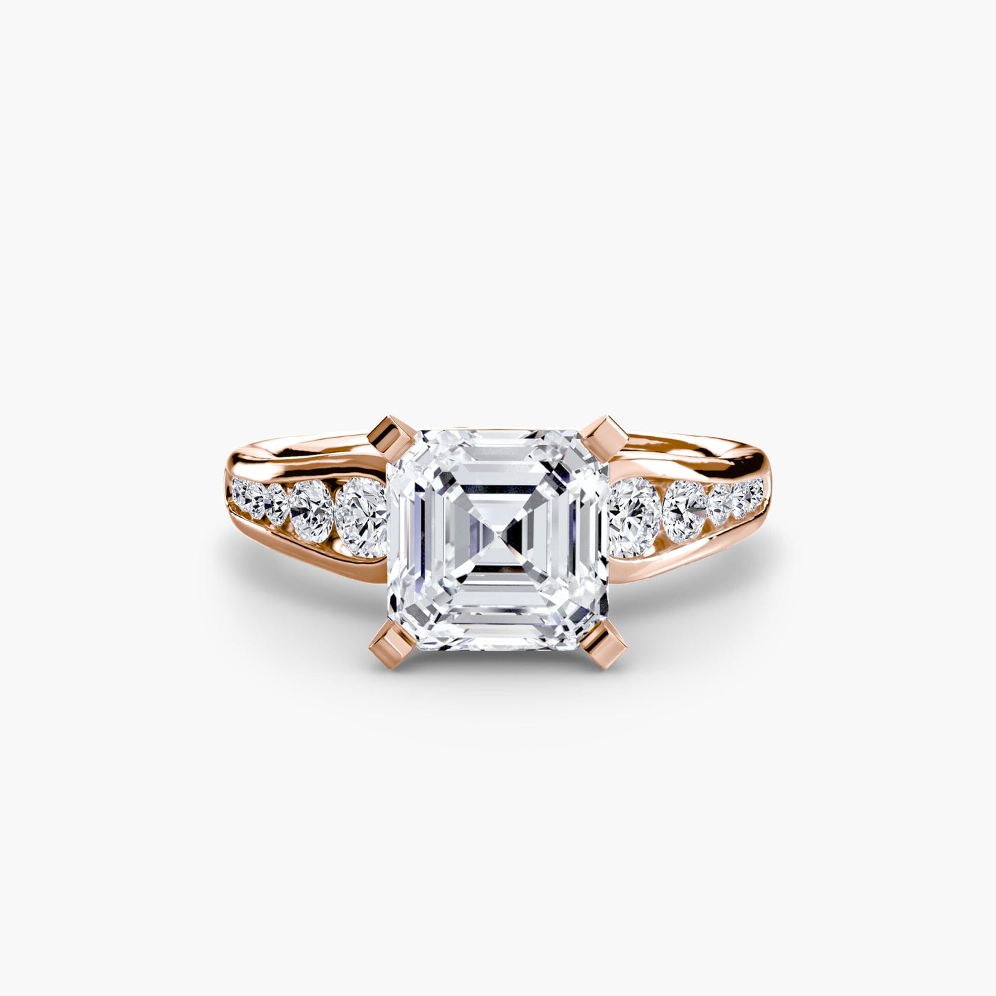 Solitaire with Pavé 2 setting Aces Jewellers 9K Rose Gold Asscher 