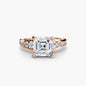 Solitaire with Pavé 2 setting Aces Jewellers 9K Rose Gold Asscher 