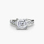 Solitaire with Pavé 2 setting Aces Jewellers 9K White Gold Asscher 