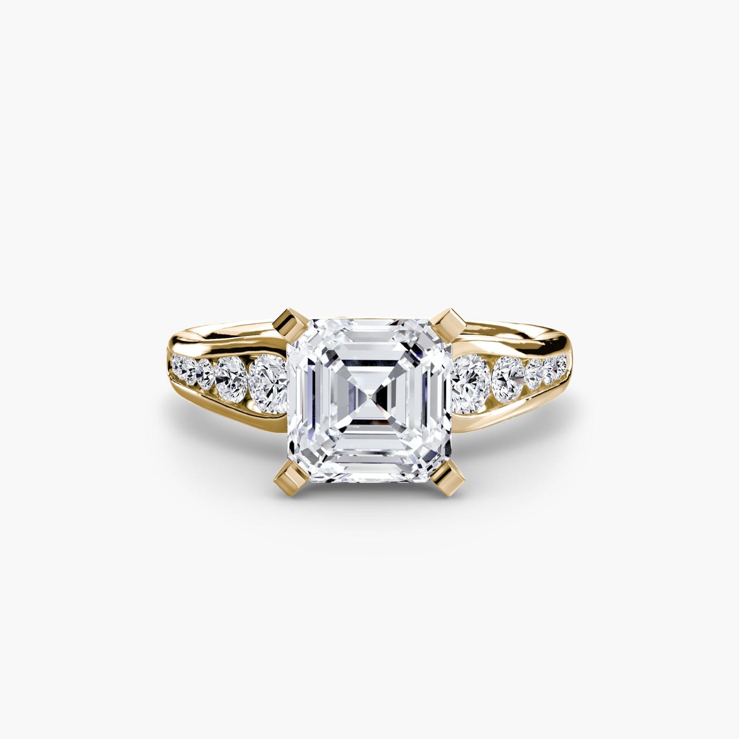 Solitaire with Pavé 2 setting Aces Jewellers 9K Yellow Gold Asscher 