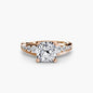 Solitaire with Pavé 2 setting Aces Jewellers 9K Rose Gold Cushion 