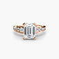 Solitaire with Pavé 2 setting Aces Jewellers 9K Rose Gold Emerald 
