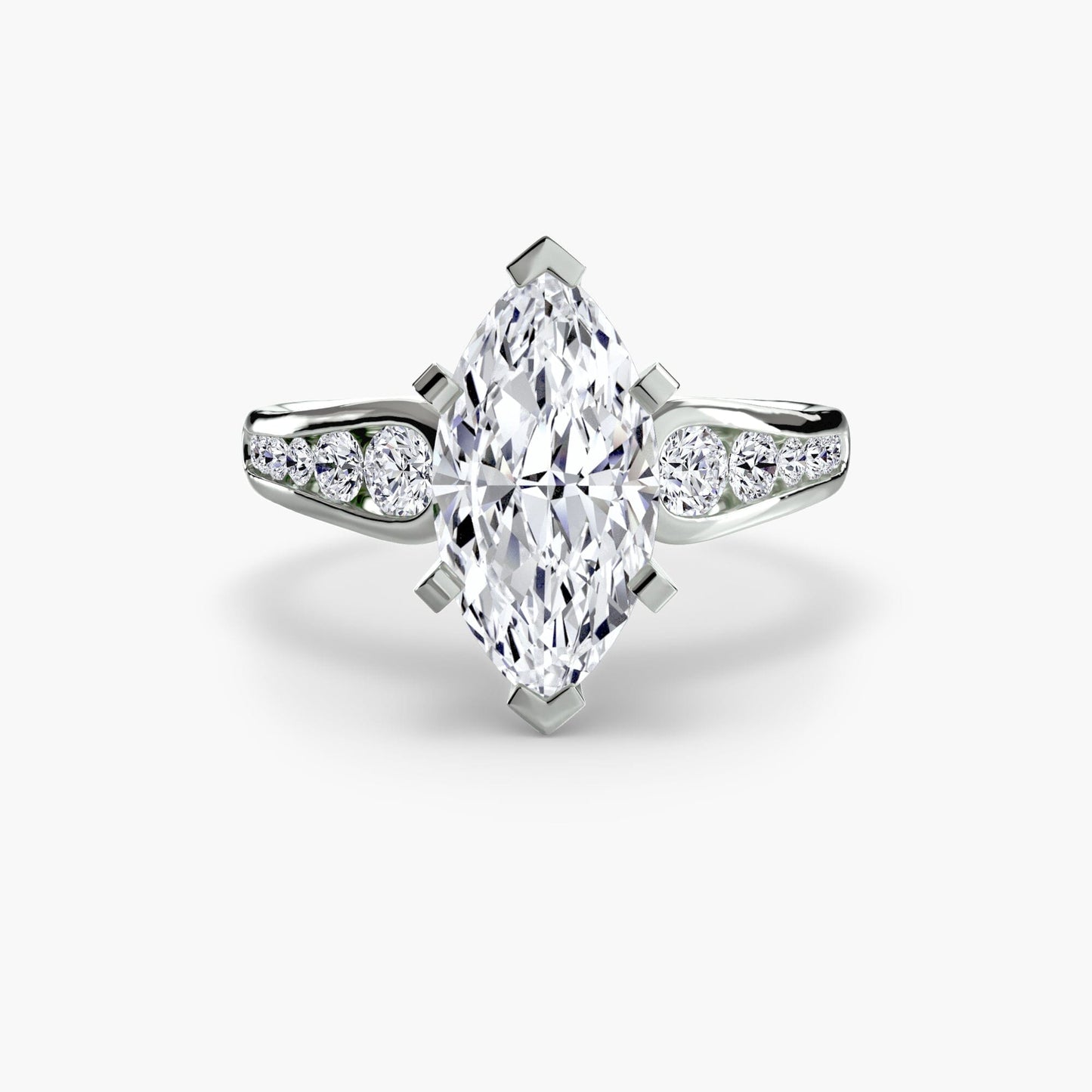 Solitaire with Pavé 2 setting Aces Jewellers 9K White Gold Marquise 