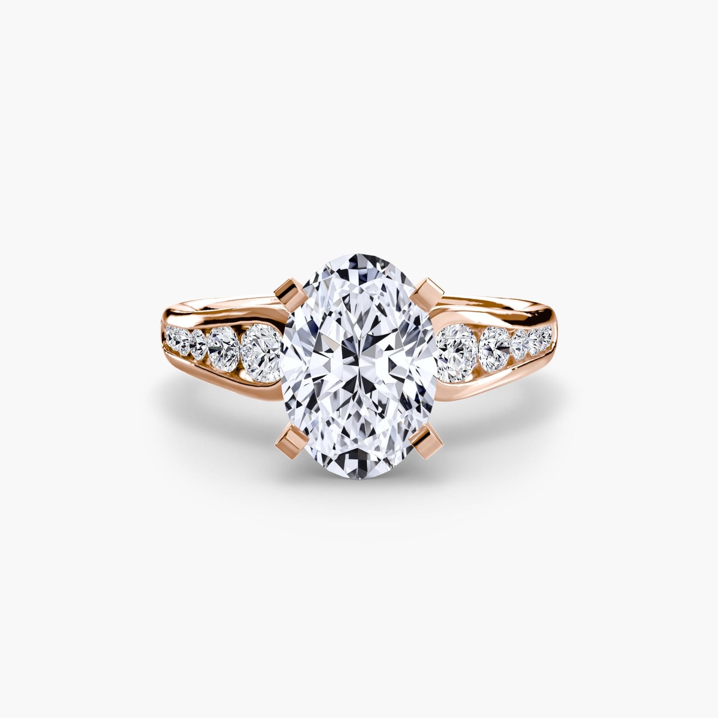 Solitaire with Pavé 2 setting Aces Jewellers 9K Rose Gold Oval 