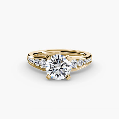 Solitaire with Pavé 2 setting Aces Jewellers 9K Yellow Gold Round 