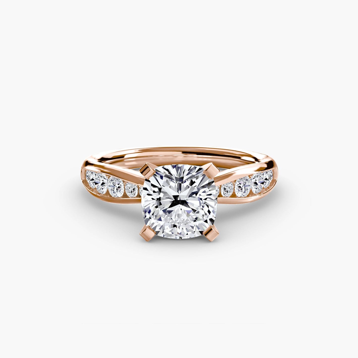Solitaire with Pavé 3 setting Aces Jewellers 9K Rose Gold Cushion 