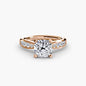Solitaire with Pavé 3 setting Aces Jewellers 9K Rose Gold Cushion 