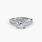 Solitaire with Pavé 3 setting Aces Jewellers 9K White Gold Cushion 