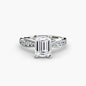 Solitaire with Pavé 3 setting Aces Jewellers 9K White Gold Emerald 