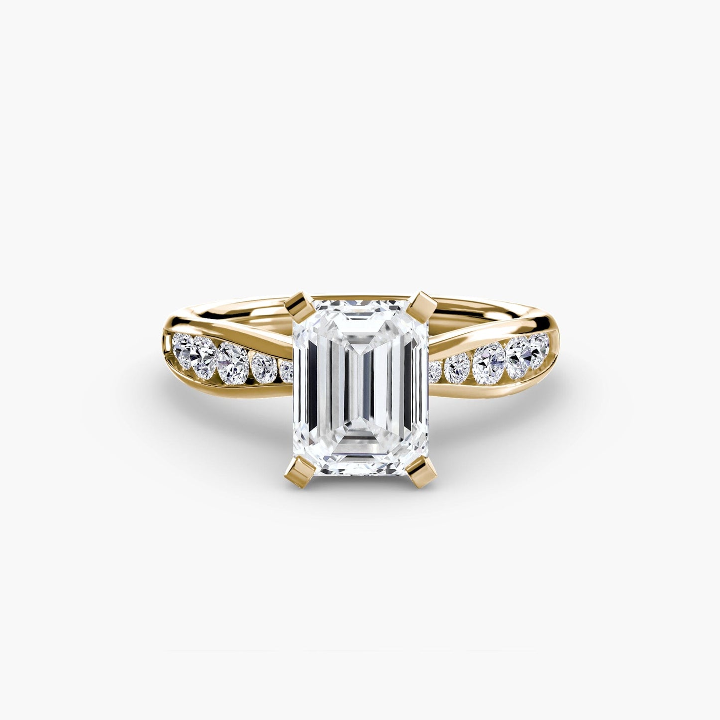 Solitaire with Pavé 3 setting Aces Jewellers 9K Yellow Gold Emerald 