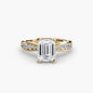 Solitaire with Pavé 3 setting Aces Jewellers 9K Yellow Gold Emerald 