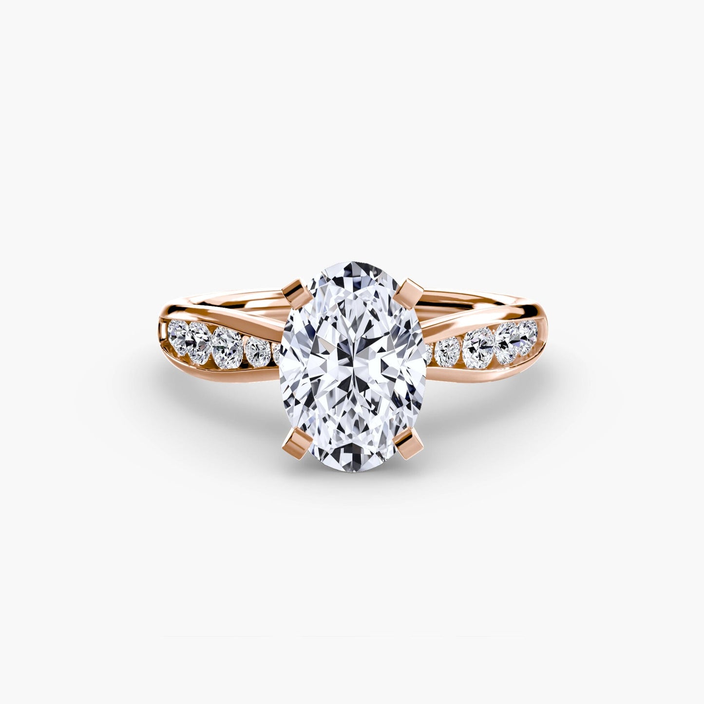 Solitaire with Pavé 3 setting Aces Jewellers 9K Rose Gold Oval 