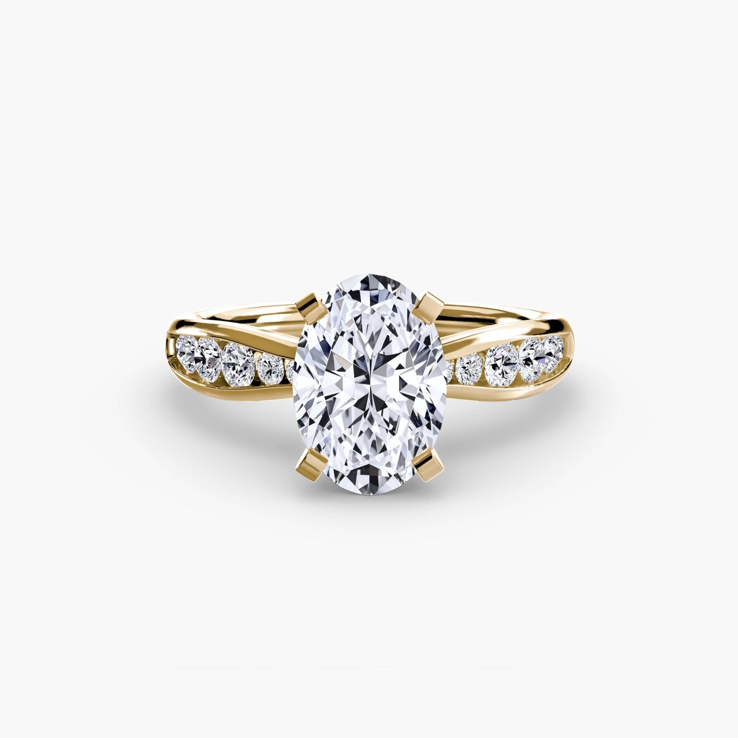 Solitaire with Pavé 3 setting Aces Jewellers 9K Yellow Gold Oval 
